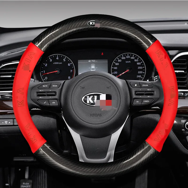 ManH FenT углеродного волокна коровья кожа Чехол рулевого колеса автомобиля для Kia Ceed Rio 3 4 Sportage Sorento Cerato Optima Picanto KX K