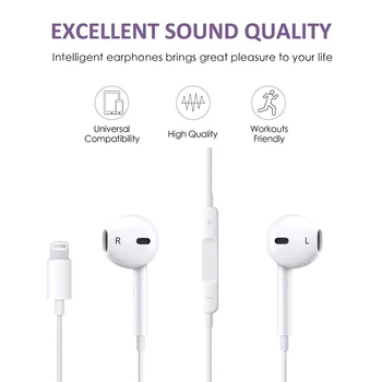 

Wired Bluetooth Earphones With Mic Earbuds For iPhone 8 7 Plus X XR XS Max Earphones Stereo microphone Fone De Ouvido For iPhone