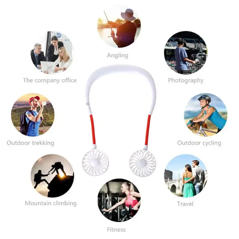Hands-free Шея группа Hands-Free Висячие USB перезаряжаемые двойные вентиляторы мини воздушный охладитель летний портативный