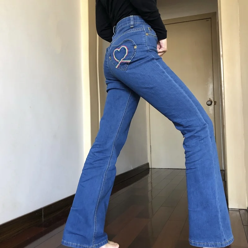 Flare Pants Women Pocket High Waist 