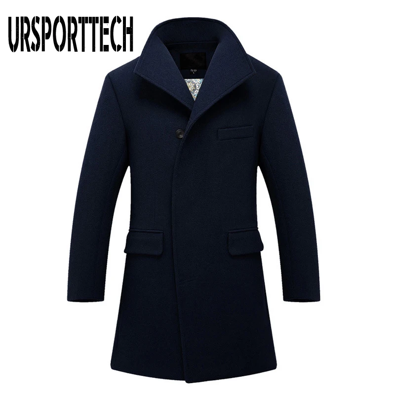 URSPORTTECH Winter New Mens Wool Blend Coats High Quality Men's Fashion Business Casual Wool Overcoat Long Section Wool Coat Men URSPORTTECH Winter New Mens Wool Blend Coats High Quality Men's Fashion Business Casual Wool Overcoat Long Section Wool Coat Men