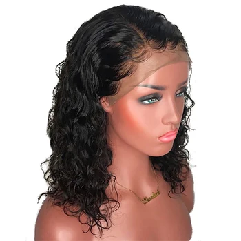 

1PC 18 Inches Lace Front Wave Hair Wig Natural Humain Body Dense Lace Black Wigs for Women Curly Frontal Wigs Brazilian Hair