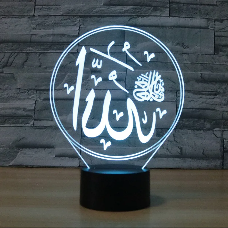 

2019 Foreign Trade New Style Allah 3D Lamp Colorful Touch Remote Control Charging Light LED Light Gift Atmosphere Night Light