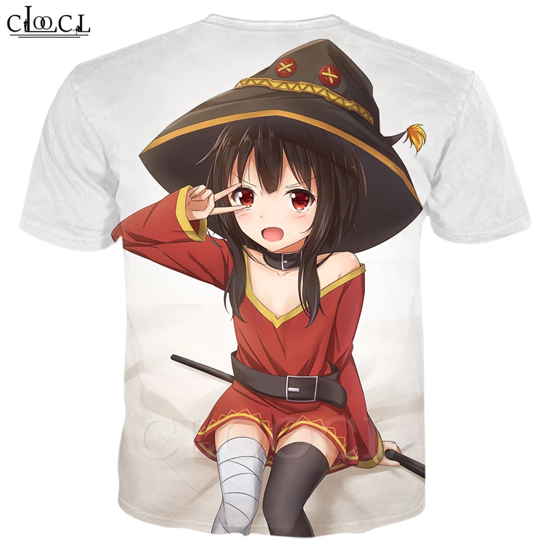 Аниме девушка Megumin Konosuba футболки 3D принт для мужчин женщин классический короткий рукав кофта для бега хип хоп хипстер уличная одежда топы