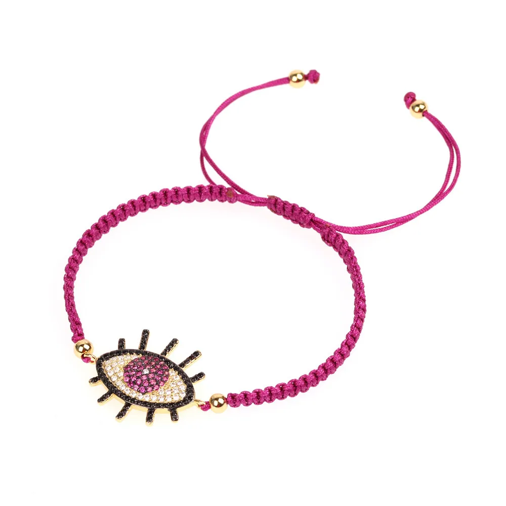 2020 Spring New Bohemian Style Braided Rope Chain Micro-paving Zircons Evil Eye Charm Bracelets for Girls Free Dropshipping
