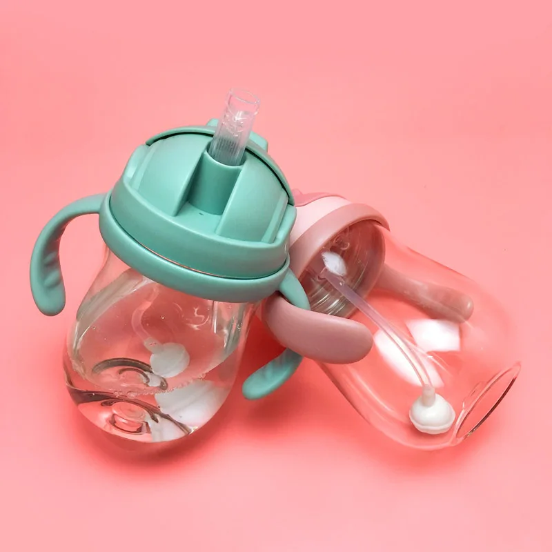 Детская бутылка для воды для кормления младенцев мультфильм тяжелый шар чашка откидная Крышка герметичная ручка для учебы соломинка для напитков бутылка 300 мл