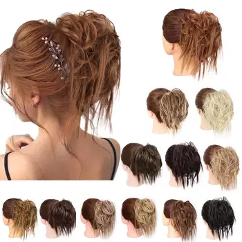 

Synthetic Flexible Hair Buns Curly Scrunchy Chignon Elastic Messy Wavy Scrunchies Wrap For Ponytail Extensions For Women