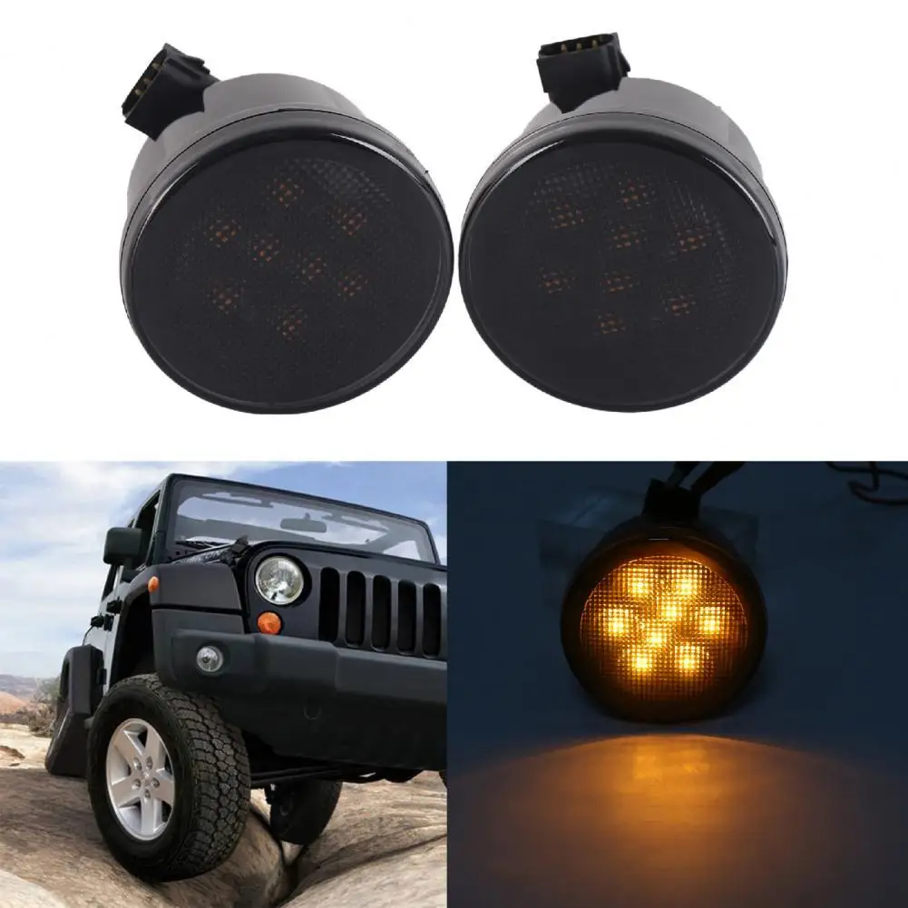 

2Pcs LED Turn Signal Lights Modified Fender Side Marker Lights Fog Lamps for Jeep Wrangler 07-17
