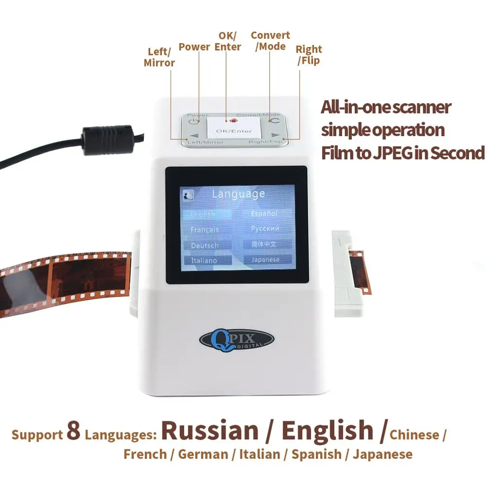 Negative Film Scanner Portable 35mm Negative Slide Film Scanner 22 Mega Pixels Digital Converter