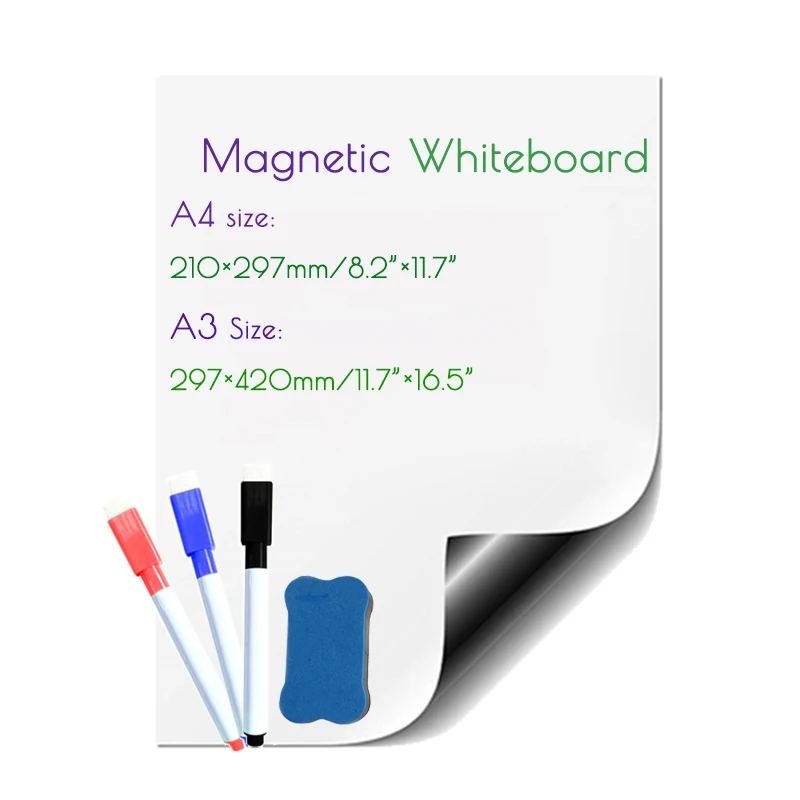 Tableau blanc magnétique doux pour notes, aimant de réfrigérateur, mémo de  calendrier, dessin d'enfant, marqueur, liste de courses, format A4, format  A5