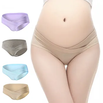 

Maternity Clothings/Intimates Pregnant women U-shaped cotton underwear low waist breathable solid color underpant Intimates care