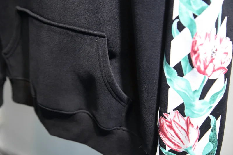19ss Off-White OW цветы стрела мужчины женщины унисекс влюбленные Мода хлопок Повседневная Толстовка с капюшоном свободная Куртка Пуловер