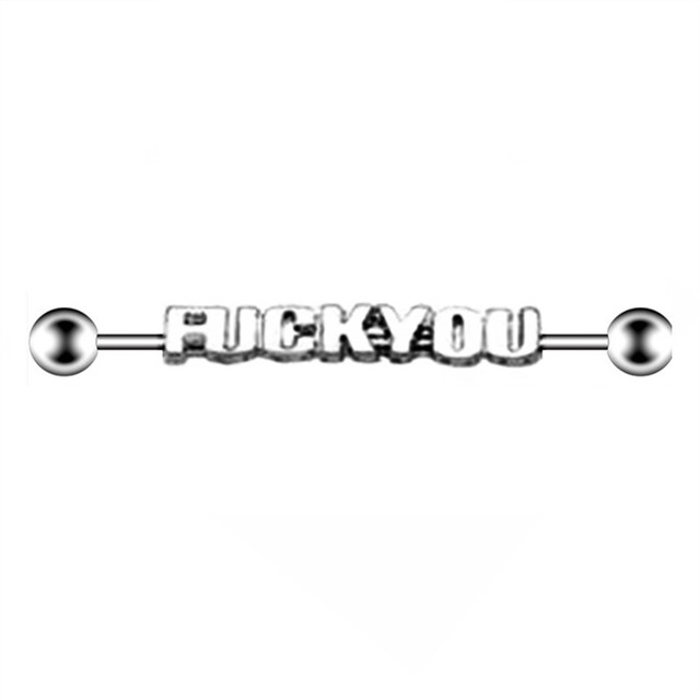 Steel Skull Gold Industrial Piercing Barbell Earring 14G Cross Ear Industrial Piercing Bar Lightning Pircing Cartilage