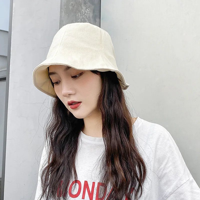 

Japanese-style Abstinence Style Solid Color Bucket Hat Children Spring And Summer Topee Versatile Cotton Cloth Bucket Hat Fashio