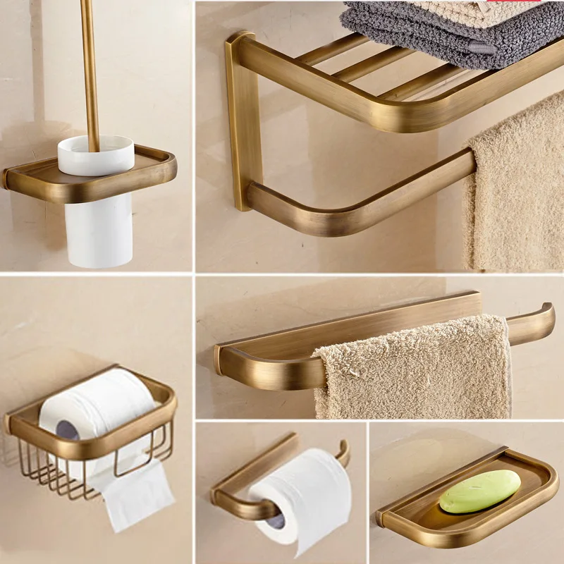 

Vintage Towel Rack Retro Copper Bathroom Shelf European Style Towel Rack Vintage Pendant Set
