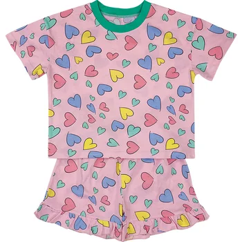 

2PCS WLG Girls Clothes Kids Summer White Pink Heart Printed T Shirt and Short Set Baby Girl Cute All Match Outfits for 1-6T