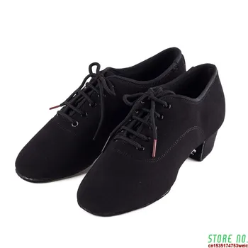 Genuine Men shoes Latin Dance Shoes Adult two point Soles Teacher Shoes Soft base Dance shoes male 417 Oxford Cloth Heel 4.5 1