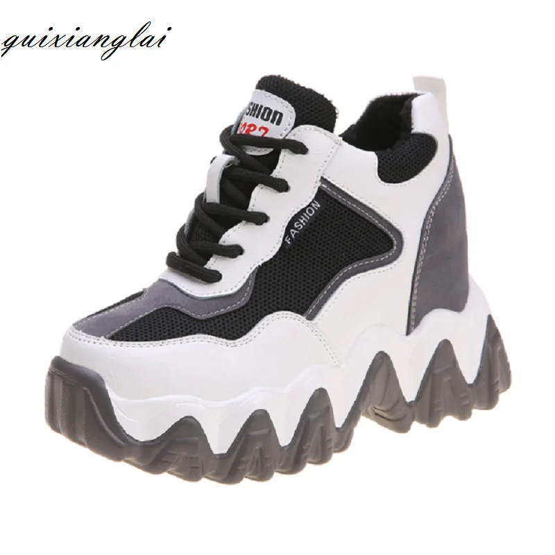 

Increased women's boots 2020 winter new thick bottom increased breathable plus velvet warm wild sports shoes women