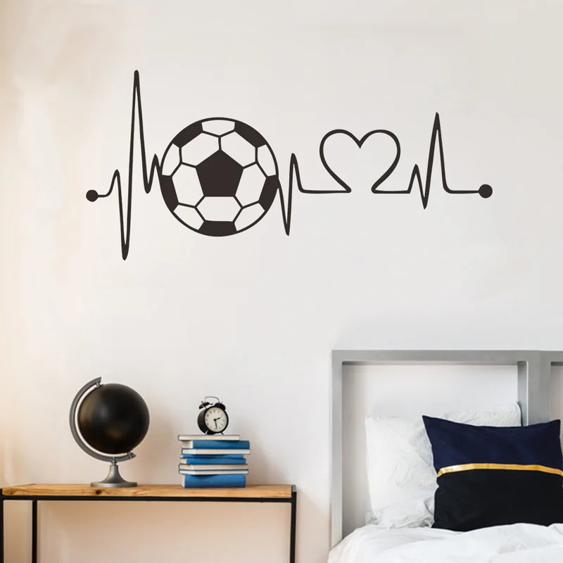 Football Heartbeat Wall Sticker Sports Football Bedroom Background For Home  Decoration Kids Boy Room Wallpaper Creative Stickers _ - AliExpress Mobile
