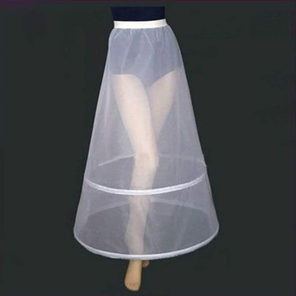 

A-Line 2 Hoop Wedding Petticoat Women Long White Underskirt Bustle Petticots Accessories Prom