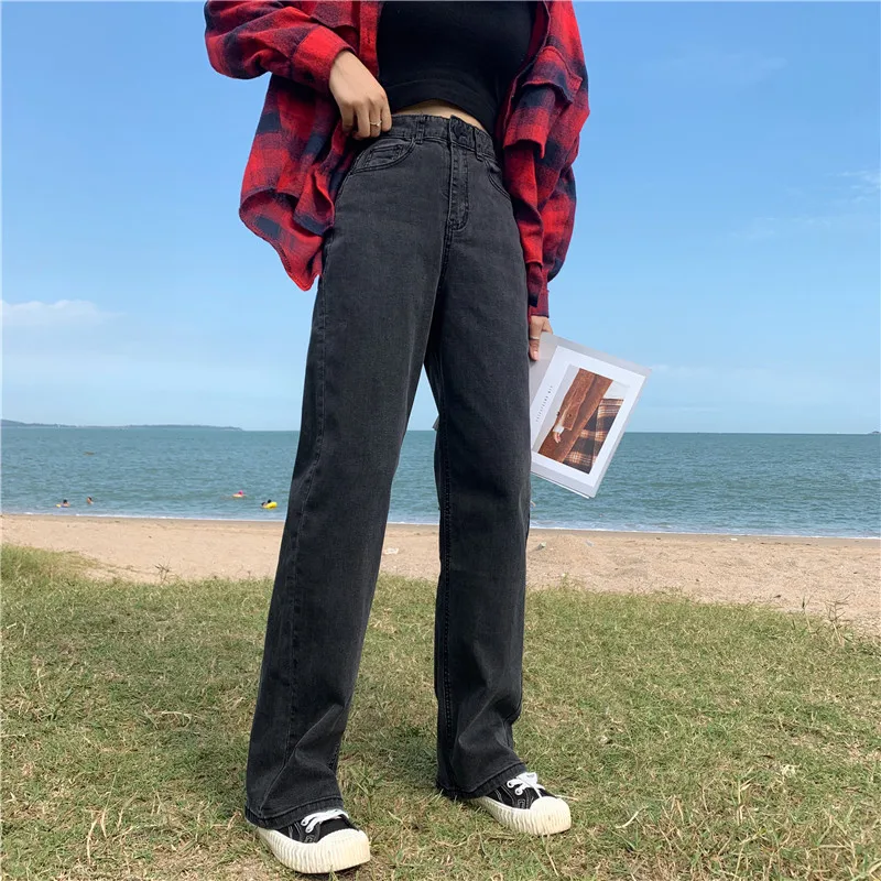 

S-XL 2 colors Autumn High Waist jeans Lady Casual straight vintage denim jeans womens mom jeans womans long trousers (Z8733)