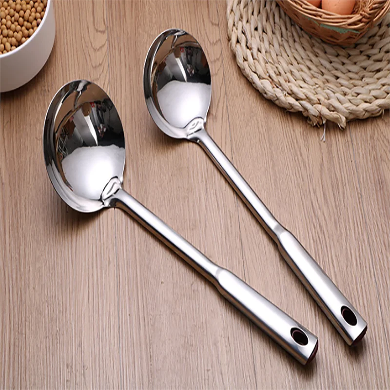 Stainless Steel Long Handle Hot Pot Spoon Kitchen Soup Scoop Colander Strainer