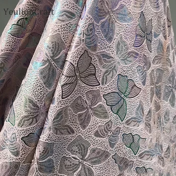 

Chzimade 50x137cm Reflective Cloth Fabric For Clothes Pink Color Butterfly Printed Laser Fabric Diy Sewing Crafts