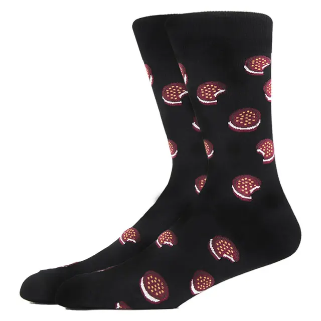 Burger Pizza Sushi Males Socks Fashion Cute Series Korean Harajuku Cartoon Funny Women Happy Cotton Cool Middle Tube Socks HK11016-5