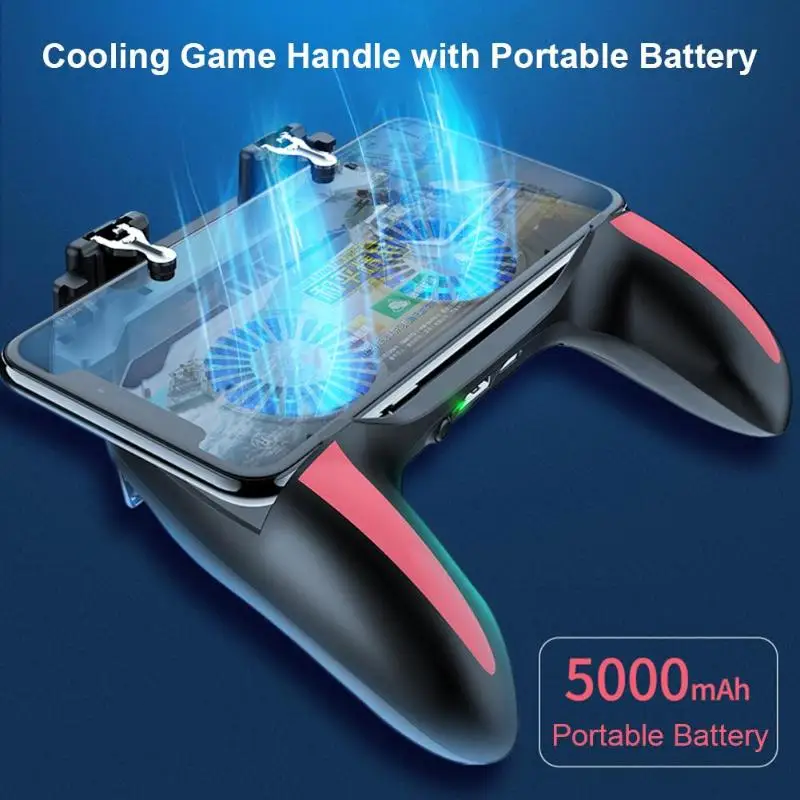  H10 Gamepad PUBG Controller 4 in 1 Mobile Game Double Cool Fan 5000mAh Power Bank Joystick for Andr