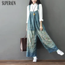 SuperAen Pluz Размер женские джинсы весна Новинка вышитые Дикие повседневные женские джинсы модные комбинезоны для женщин