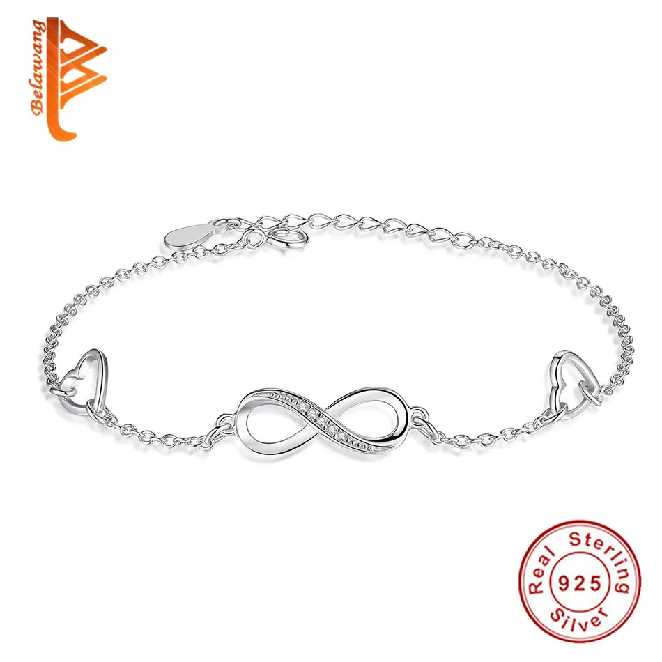 Wholesale 5PCS Fashion 925 Sterling Silver Bracelet Infinity Crystal CZ Charm for Women Authentic Jewelry Gift | Украшения и
