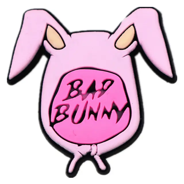 1pcs Bad Bunny Shoe Charms Accessories Heart Bow Sunglasses Rainbow Shoe Buckle Decoration for Croc Jibz Kids Party Xmas Gifts M