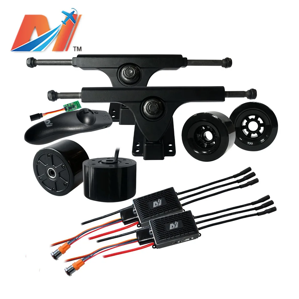 Maytech 2pcs 90mm hub motor and front back trucks super esc based on vesc100A for electric skateboard kit | Электроника