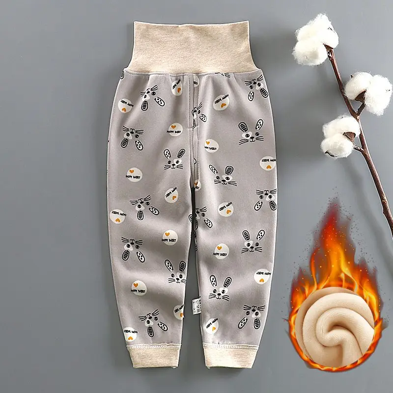 Новинка года; Детские повседневные штаны с высокой талией и рисунком для мальчиков и девочек Теплые пижамные брюки для новорожденных; сезон осень-зима