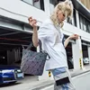 Luminous reflective  Bag Geometric Tote Folding Shoulder Bags for women 2024 Plain Folding Handbags sac a main Female Bolsas 6