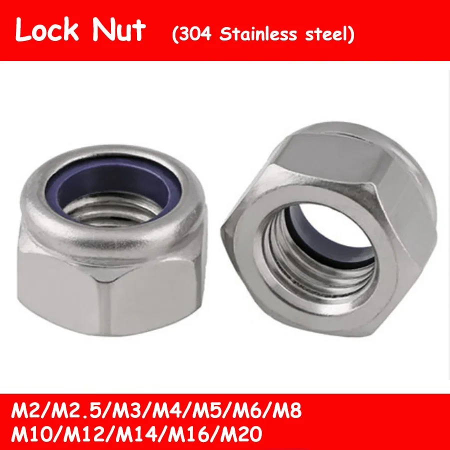 100Pcs DIN985 304 M2 M2.5 M3 M4 M5 M6 M8 M10 M12 M14Galvanized Carbon Steel Self-locking Nut Lock Locknut Slip Nylon Hex | Обустройство