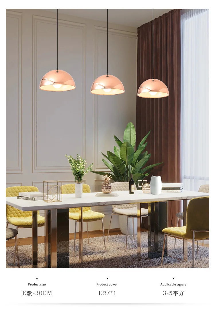 Зеркальная розовая Золотая Подвесная лампа креативный современный потолочный подвесной светильник металлический подвесной светильник для столовой