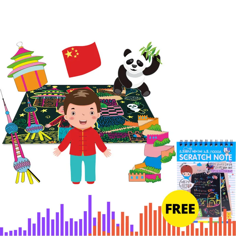 4pcs Toddle Girl Magic Scratch Art Painting Paper With Drawing Stick Kids Toy US