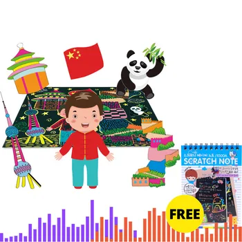 

6 Sheets Magic Scratch Art Painting Paper With Drawing Stick Kids Toy Learning Education Interesting Drawing Toys For Children