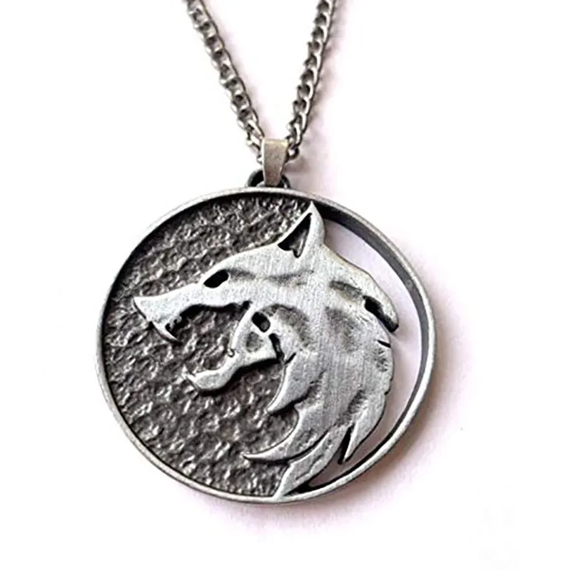 

Game Wizard 3 Wild Hunt Wolf Medallion Necklace Men Pendant Metal Chian Boho Necklace Geralt Cosplay Jewelry Replica Accessories