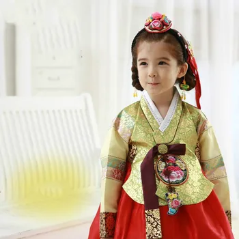 

New Girl Korean Traditional Costume Ancient Korea Hanbok Kids Show Stage Dance Clothing Dress Girls Dresses Embroidery Festival