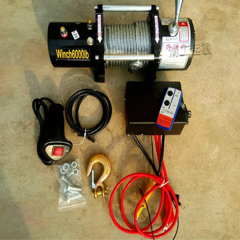 12v лебедка 12v winche 200 фунтов 3000 фунтов 3500 фунтов+ 6 м стальная проволока+ плоскогубцы
