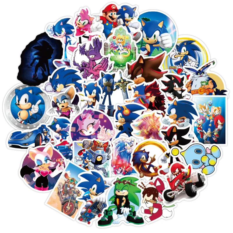 50pcs Quality PVC Sonic the Hedgehog Stickers for the Laptop Skateboard 