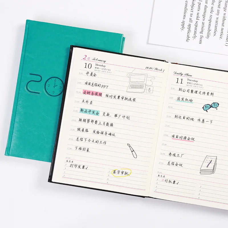 

Planner DIY A5 PU Leather 2020 Monthly Weekly Daily Schedule Agenda Organizer Time Management Manual Notebook Office Stationary