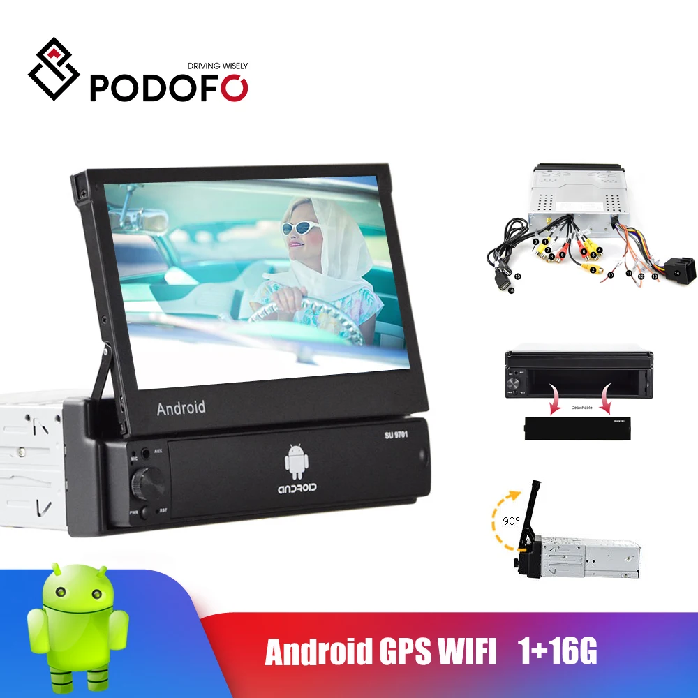 Автомагнитола Podofo мультимедийный плеер на Android с 7 &quotсенсорным экраном GPS Wi Fi USB MP5