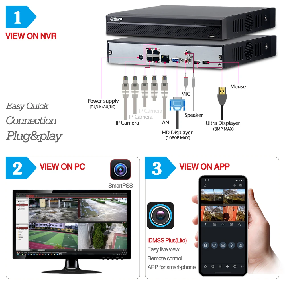Dahua 4MP 4+ 2/4 канала безопасности Камера Системы 6MP IP Камера IPC-HDW4631C-A 8CH POE NVR2104HS-P-4KS2 наблюдения P2P Системы удаленного просмотра
