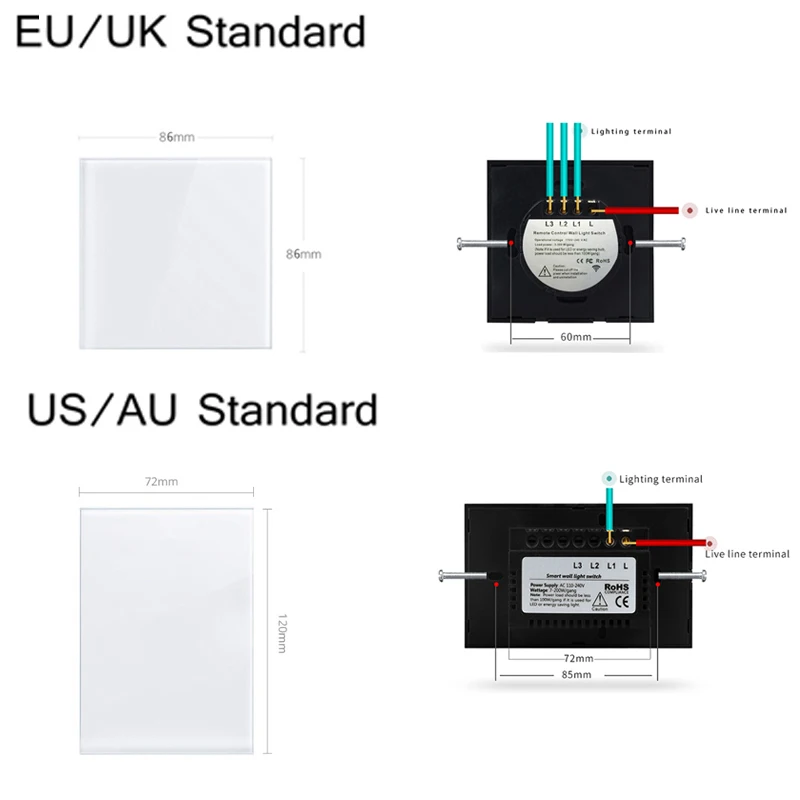  MiniTiger EU/US/UK/AU Standard Smart Home LED Light Touch Switch for LED Bulb Wall Touch Switch 1/2 - 33029892027