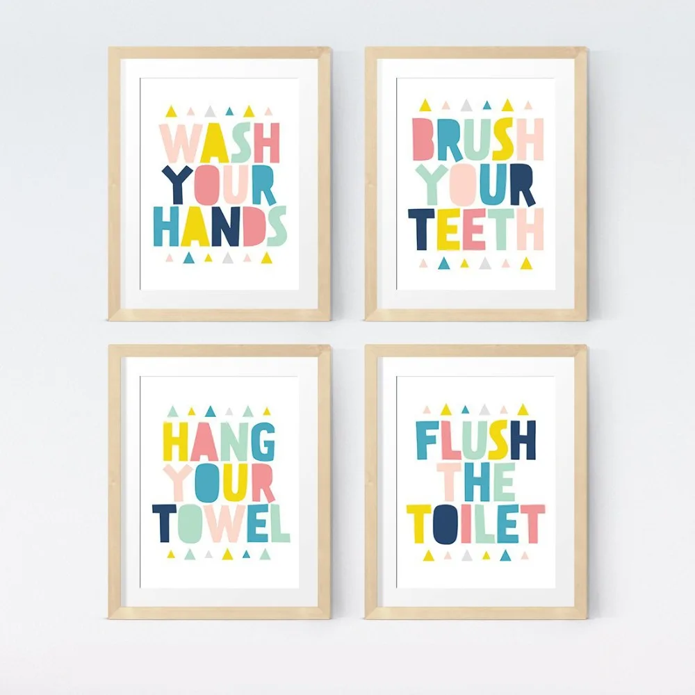 Bathroom-Quote-Art-Painting-Wall-Pictures-Colorful-Kids-Bathroom-Rules-Canvas-Art-Prints-and-Posters-Home (4)