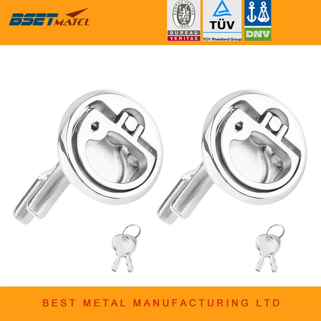 

2PCS Marine Grade Stainless Steel 316 Cam Latch Flush Pull Deck Latch Lift Handle with key Boat Hardware Accessories