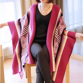 

Open Stitch Knitted Cardigan Medium Long Loose Sweater Coat National Style Large Size Women Clothing Casual Autumn Winter 2019